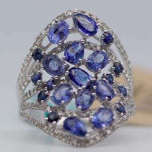 EFFY 14k White Gold Sapphire And Diamond Band